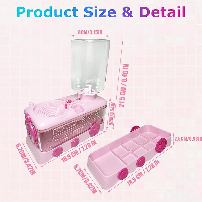 Paint Brush Cleaner with Paint Tray, Water Circulation Brush Rinser with Brush Holder, Watercolor/Oil and Water-Based Paint Brush Cleaner Tool, 400ml Capacity, Train Design, Gift for Artist Beginners