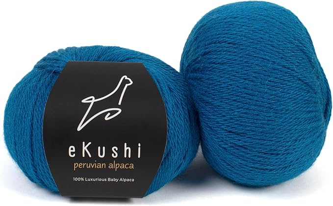 100% Baby Alpaca Yarn for Knitting & Crocheting - Set of 2 Skeins of Premium Yarn DK - Lightweight, Hypoallergenic & Thermal Peru Made - Ideal for Delicate Projects (BL002 - Deep Ocean Blue)