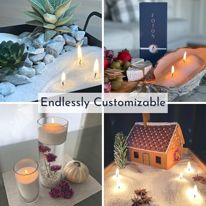 Foton Pearled Candle 18 Oz - Snowy Cider Non Toxic Luxury Long Lasting Powder Wax Sand Candles up to 120 Hours - Refillable Pearl Candle Sand with 30 Wicks