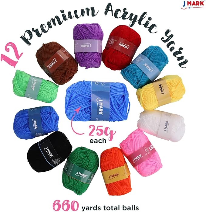 J MARK Acrylic Crochet Kit for Beginners – Premium Crochet Starter Kit for Adults Bundle