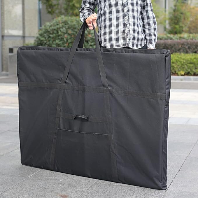 JJRING Extra Large Dacron Waterproof Light Weight Art Portfolio Tote Bag, 37'' x 49'' for 36'' x 48'' Black Carrying Storage Case For Poster, Sketching, and Drawing