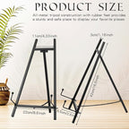 Leinuosen 1 Pcs Metal Easel Stand 16.5" H x 8.7" W x 4.3" D Table Top Easel Stand for Display Tripod Art Picture Mirror Modern Plate Holder for Display Book Photo Wedding Sign (Black)