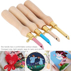 Lavor Punch Needle Supplies 10×6×2 4pcs Portable Punch Needle Knitting Embroidery Pen Wooden Handle for Sewing Felting DIY Craft Handwork