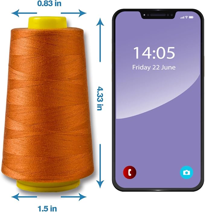 Ginger Serger Thread, All-Purpose Thread for Sewing, Polyester, 4 Cones of 3000 Yards Each Spool for Sewing Machine
