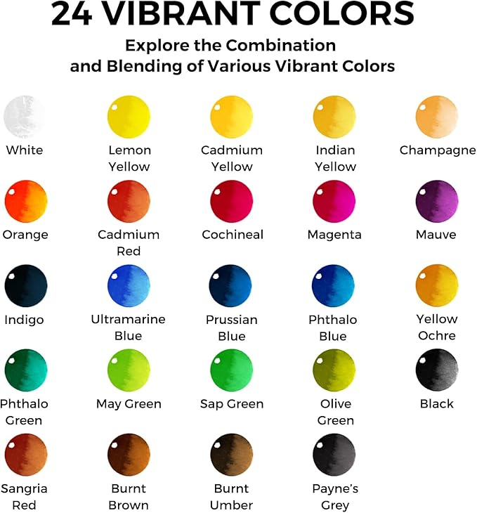 Funto Mini Watercolor Paint Set, All-In-One 24-Color Christmas Red Gift Travel Paint Kit, with Crossbody Bag, Watercolor Journal, Paint Water Cup, Pocket Set for Artists