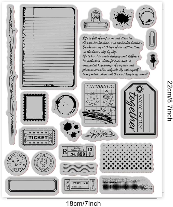 GLOBLELAND Vintage Postcard Background Cling Rubber Stamp 7.09x8.66inch Labels EVA Stamps Embossing Stamp Seal for DIY Scrapbooking and Card Making Paper Craft Decor