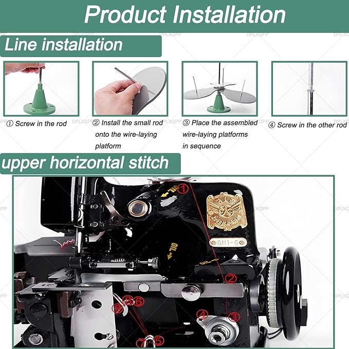 High-Speed Overlock Serger Machine with Stepless Speed Adjustment,250w Motor,3000 SPM,Adjustable Stitch Length and Width,Ideal for Edging,Seaming,and Decorative Stitching Green