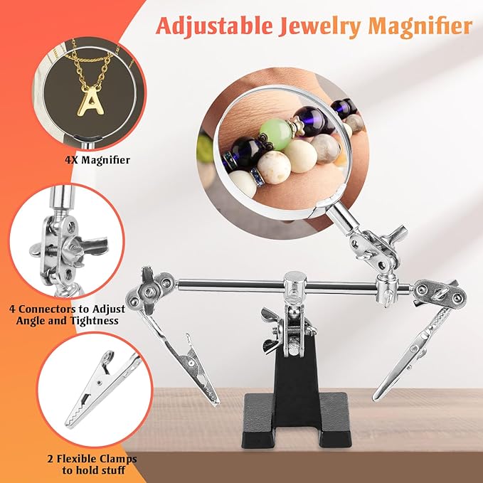 Jewelry Making Supplies for Adults, Permanent Jewelry Starter Kit with Tools,4 Necklaces,Jewelrys Pliers,Jewelrys Wires,Findings,Magnifier & Storage Bag,Perfect for Men's and Women's Jewelrys Projects