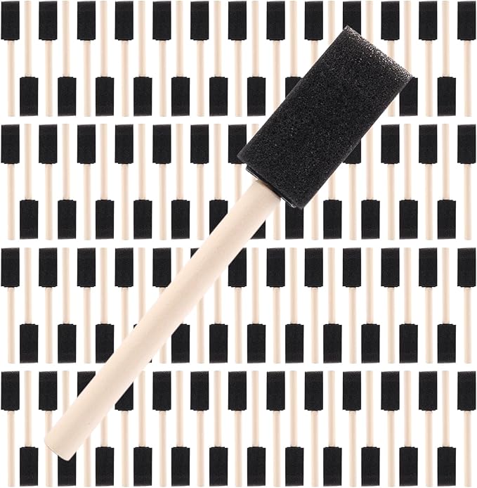 1" Foam Paint Brushes - 100 Pack, 1-Inch Painting Sponges - Premium Foam Brushes - Lightweight & Durable - Sponge Brush Ideal for Painting, Crafting, Acrylics, Stains, Varnishes (Black)