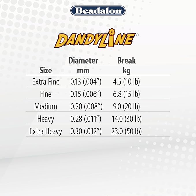 Beadalon Dandyline Bead Weaving & Stringing Thread, 0.28 mm / .011 in, White, 100 m