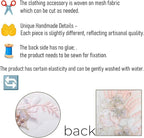 Beaded Pearl Flower Fabric Lace Applique, Floral Embroidered Patches Handmade Sewing Tool for DIY Neckline Bodice Wedding Bridal Prom Dress(Pink-Large)