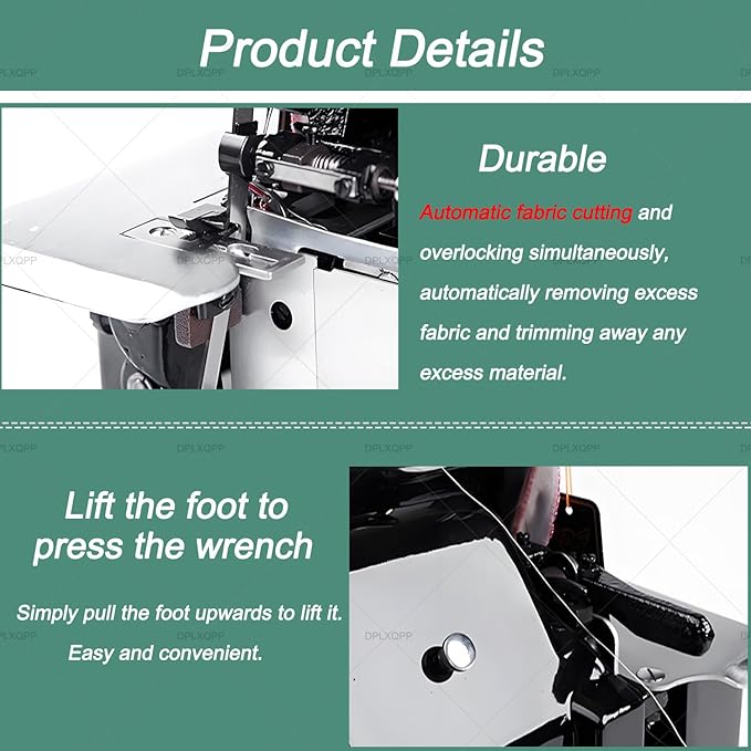 High-Speed Overlock Serger Machine with Stepless Speed Adjustment,250w Motor,3000 SPM,Adjustable Stitch Length and Width,Ideal for Edging,Seaming,and Decorative Stitching Black