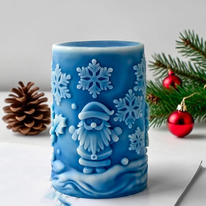 Christmas Deer Snowflake Santa Cylinder Candle & Resin Mold - Resin Casting Silicone Molds for Home Decor & Candle Making Wave Spiral Mold