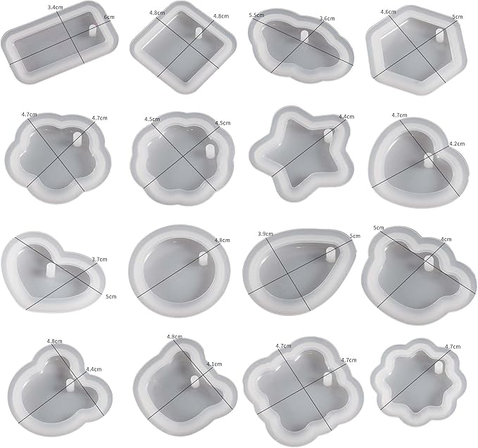 16 Pack Pendant Mold Earring Mold Rectangle Pendant - Resin Casting Silicone Molds for Home Decor & Candle Making Wave Spiral Mold