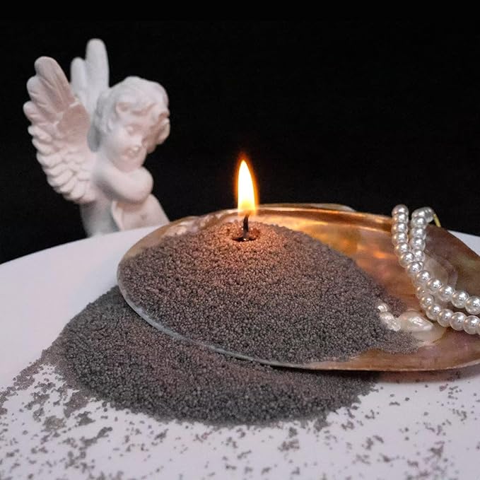 Aufien Candle Sand with Wicks, 21.4 Oz Pearled Candle, DIY Bead Powder Sand Wax Making kit Refillable Non Toxic for Handmade, Wedding and Halloween Christmas Decorations Dark Gray Unscented