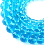 4MM Lake Blue Glass Beads Natural Gemstone Round Loose Stone Beads for Jewelry and Bracelets Making 180pcs 2 Strands 32"