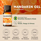 KUKKA Mandarin Essential Oils - 0.34 Fl Oz - for Hair, Skin, Diffuser, Aromatherapy & DIY Soap Making Scent