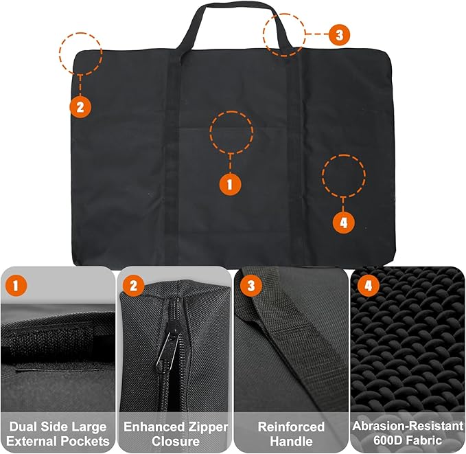 Cupohus Waterproof Art Portfolio Bag 25" x 37" for 24" x 36" Artworks with Outer Pockets and Handle, Student Carrying Storage Bag