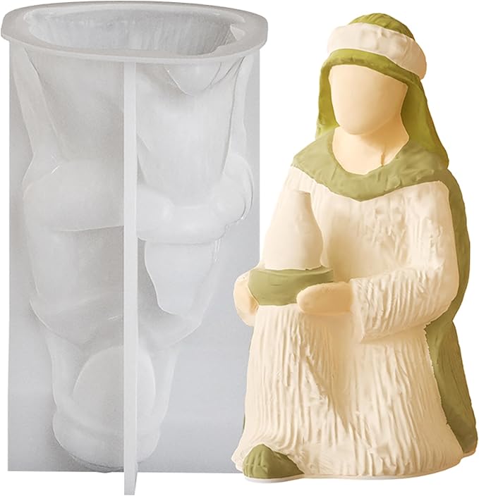 Nativity Scene Molds - Jesus, Maria, Angel & Nativity Designs - Resin Casting & Silicone Molds for Candle Making & Home Decor Wave Candle Mold