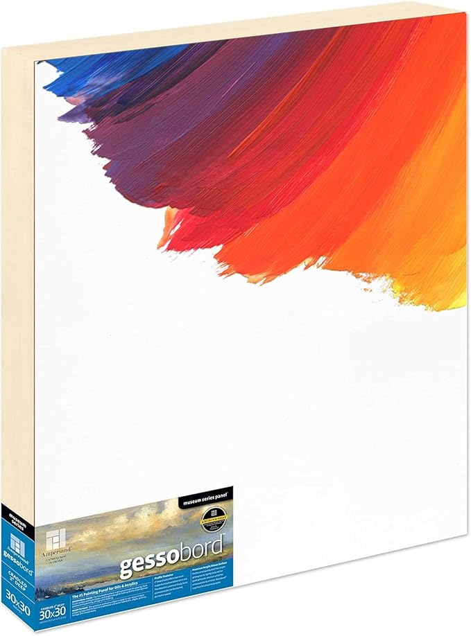 Ampersand Art Supply Gesso Wood Painting Panel: Museum Series Gessobord, 30" x 30", 2" Cradled Profile