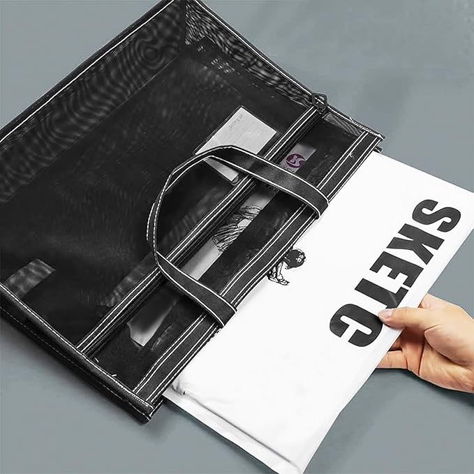 Art Portfolio Bag 18 x 12 Inch, Poster Storage Bag with Handle and Zipper Organizer Transparent Bag for Posters Board, Painting Book, Bulletin Boards, Watercolor Sketchbook