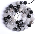 6MM 60PCS Natural Crystal Stone Black Rutile Quartz Gemstone 2A Grade Loose Beads for Jewelry Making DIY Bracelet Necklace Semi Precious Beads 1 Strand