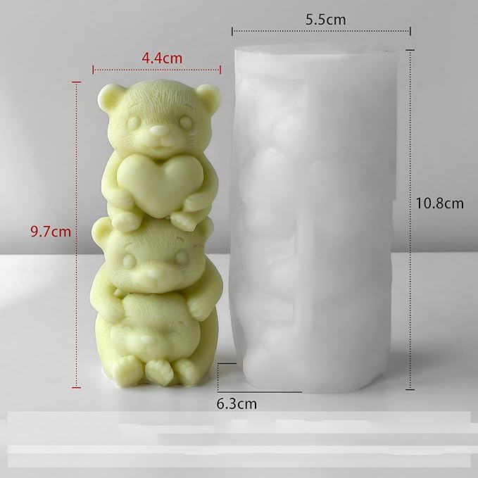 Cylinder Animal Molds Bear Candle & Resin Mold - Resin Casting Silicone Molds for Home Decor & Candle Making Wave Spiral Mold