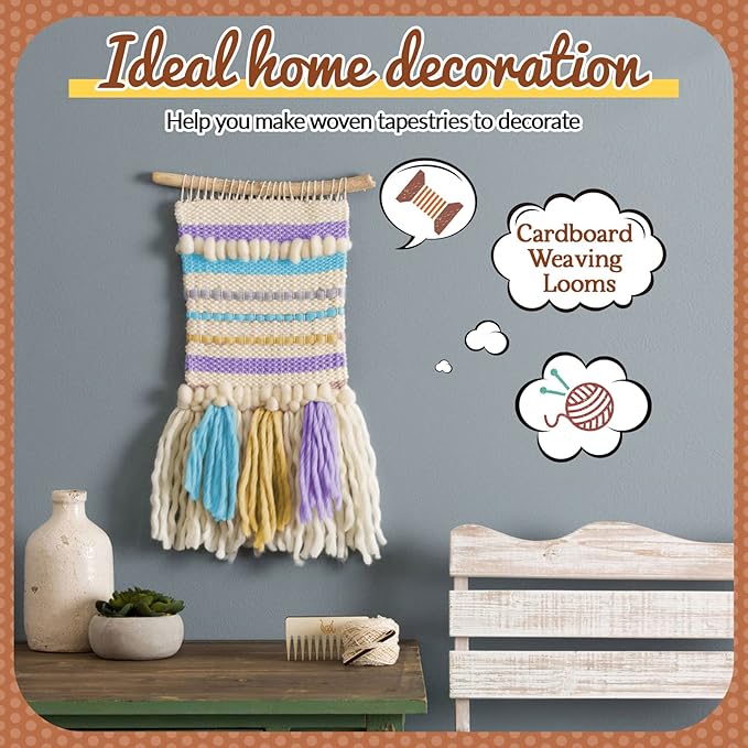 Pajean 24 Pack Cardboard Weaving Looms Weaving Wide Notch Loom Boards Loom for Beginners Knitting Sewing Crochet Basket Jewelry Arts Crafts, 6-1/2 x 13 Inch