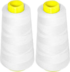 Mandala Crafts White Thread Cones for Machine and Hand Quilting - 2400 Yds 50 WT Multiple Purpose Mercerized 100% Cotton Threads for Sewing Machine Serger Embroidery
