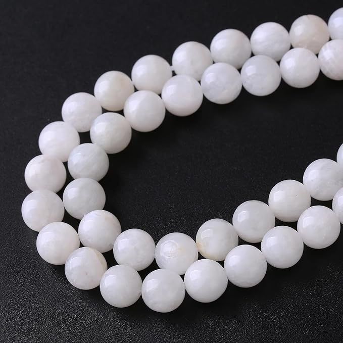 6MM 60PCS Natural Stone White Moonstone Gemstone Semi Precious Beads for Jewelry Making DIY Bracelet