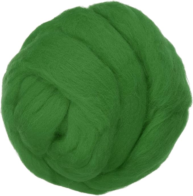 PATIKIL Wool Roving Yarn, 150G/5.3OZ Soft Felting Wool Pure Chunky Roving Yarn Bulk for Needle Felting Knitting Blanket Spinning Weaving DIY Craft, Grass Green