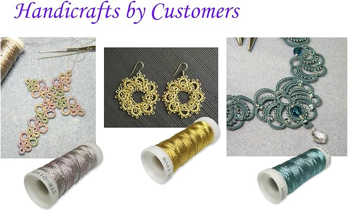 Simthread 6 Colors 3-Ply Metallic Shuttle Tatting Yarn 50 Meters Each for Shuttle Tatting Jewellery lacemaking #1