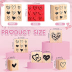 Watersay 6 Pcs Valentine Rubber Stamp Set Happy Valentine Day Wooden Rubber Stamp Vintage Art Print for Crafting Love Heart Pattern and DIY Scrapbooking Card Making Hand Book (Patter)