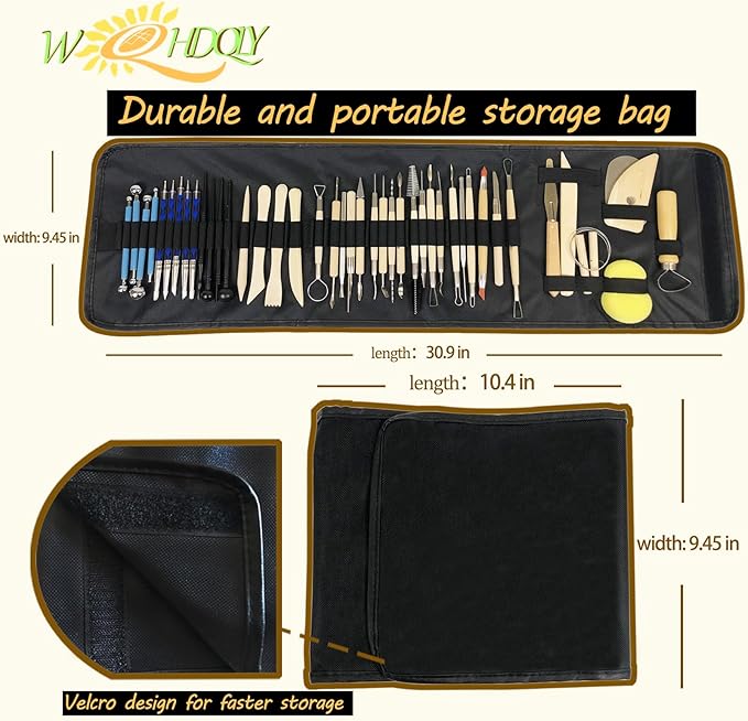 WQHDQLY Pottery Sculpting Tools 45PCS,Clay Tools Pottery Tools Clay Sculpting Tools for Kids Polymer Clay Tools Kit Ceramic Tools for DIY Handcraft Modeling Clay Carving Tools Set
