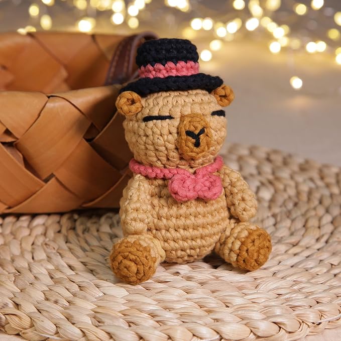 CrochetBox Crochet Kit for Beginners Adults - Capybara Starters Crochet Kit, Beginners Crocheting Kitting for Adults Teen, Craft Gifts with Crochets Yarns, Hook, Step-by-Step Video, Instruction