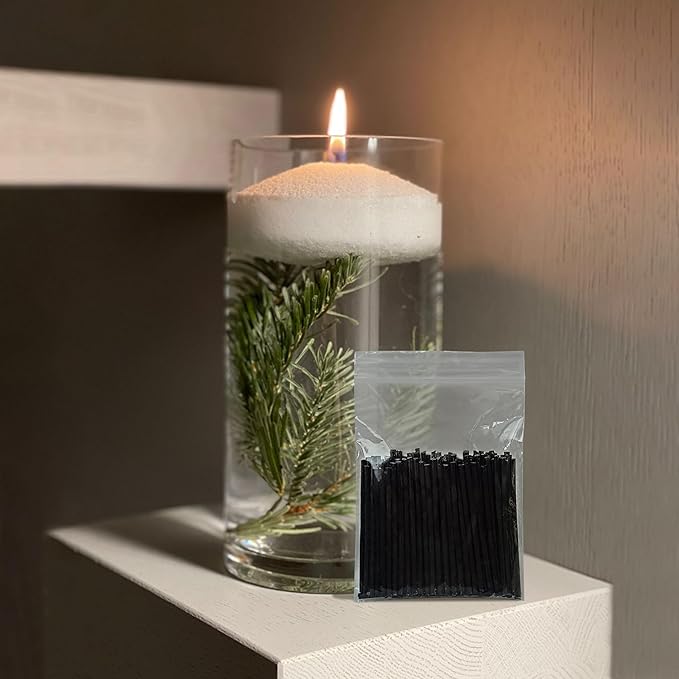 2" Black Cotton Candle Wicks 300 Pack – Metal-Free & Lead-Free for Pearled Candles Sand Wax Extra Refill, DIY Candle Making