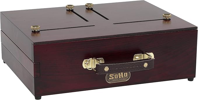 Soho Urban Artist Scout Pochade Box for Plein Air Painting Easel with Storage, Lightweight & Portable, Mahogany Finish