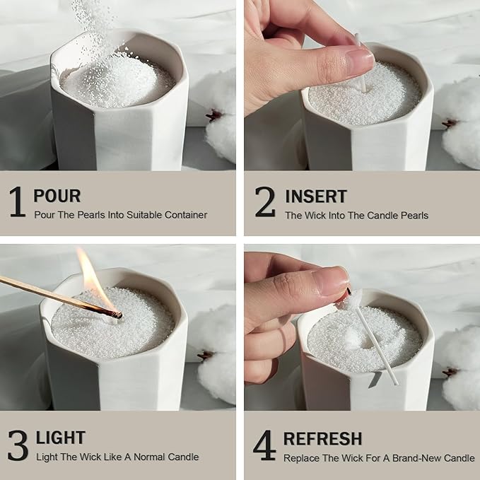 Pearled Candle Cotton Wicks 400-Pack for Sand Candles Making - 2Inch Metal-Free and Lead-Free Refill Sand Wax Wick for Candle Making DIY (Black)