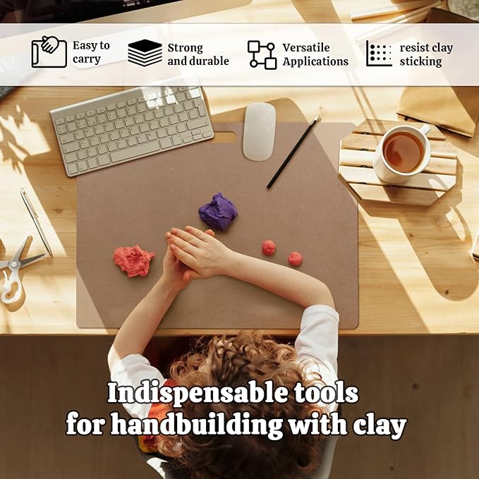 Calpalmy Clay Wedging Board with Convenient Built-in Handle - 12 x 18" Portable Clay Board for Ceramics, Clay Crafts, and Pottery - Sturdy 9mm Thickness MDF Tote Board for Clay Art Enthusiasts