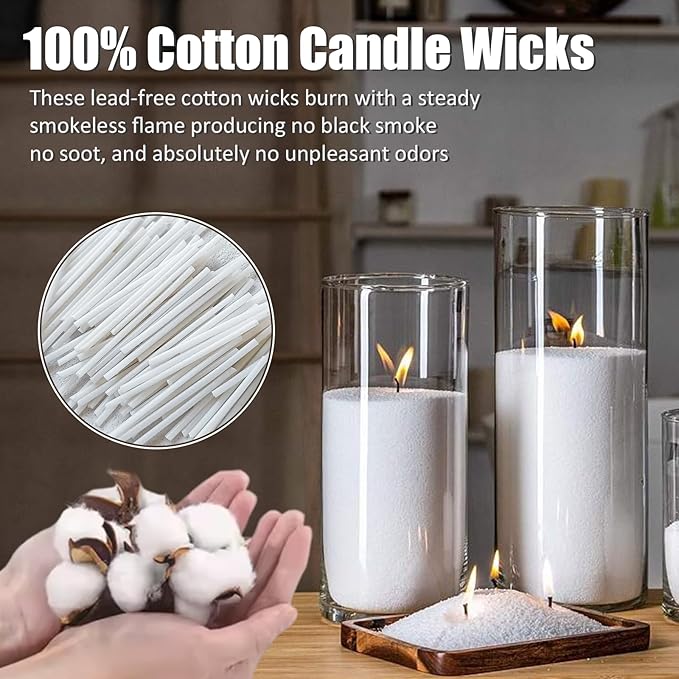 100-Pack Pearled Candle Cotton Wicks for Sand Candles Making - 2 Inch MANNYCOM Metal-Free and Lead-Free Refill Sand Wax Wick for Making DIY (White)