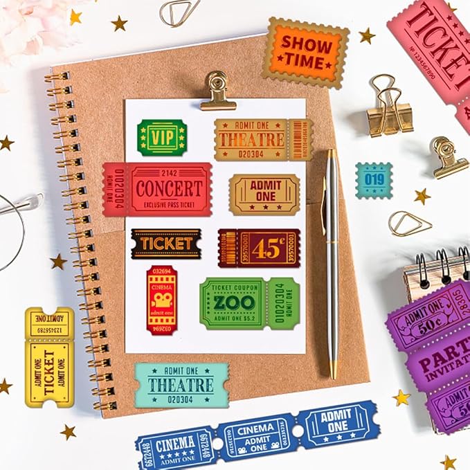GLOBLELAND Tickets Clear Stamps for Cards Making Movie Ticket Clear Stamp Seals 5.83x8.27inch Transparent Stamps for DIY Scrapbooking Photo Album Journal Home Decoration