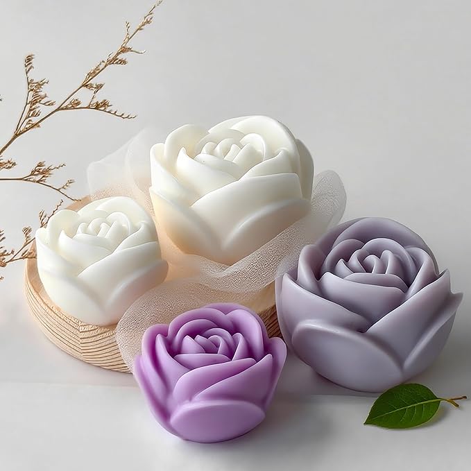 2 Pack Tulip Flower Peony Rose Succulent Cylinder Candle & Resin Mold - Resin Casting Silicone Molds for Home Decor & Candle Making Wave Spiral Mold