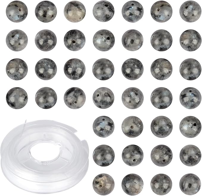 4mm 200pcs Natural Stone Round Beads Black Larvikite Genuine Stone Beading Loose Gemstone DIY Charm Smooth Beads for Bracelets Necklaces Earrings Hole Size 1mm (Black Larvikite 4mm)