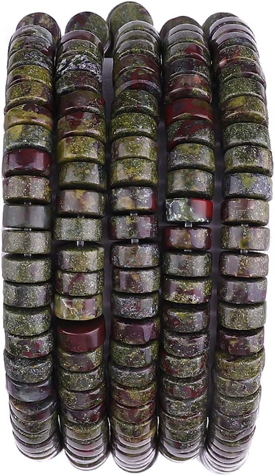 Natural Dragon Blood Jasper Spacer Beads Caps Loose Semi Gemstone for Beading Jewelry Making 6mmx3mm 38cm