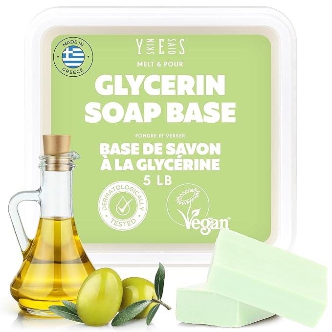 5 Lb Clear Glycerin Soap Base - Melt and Pour Soap Making Supplies - Glicerina para Hacer Jabones - Organic Without SLS/SLES, All Natural - Perfect for DIY Projects