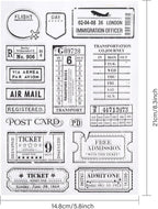 GLOBLELAND Vintage Travel Ticket Themed Clear Stamps Tickets Silicone Stamp Retro Tickets Post Card Silicone Transparent Seal Stamp for Card Making Scrapbooking 5.83x8.27inch