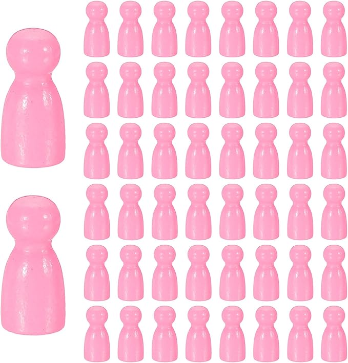 uxcell 50Pcs Wood Peg Dolls Unfinished, 1" x 1/2" Natural Wooden Blank Family Figures Peg Dolls Body for Painting, Decoration, Craft Art Projects, Pink