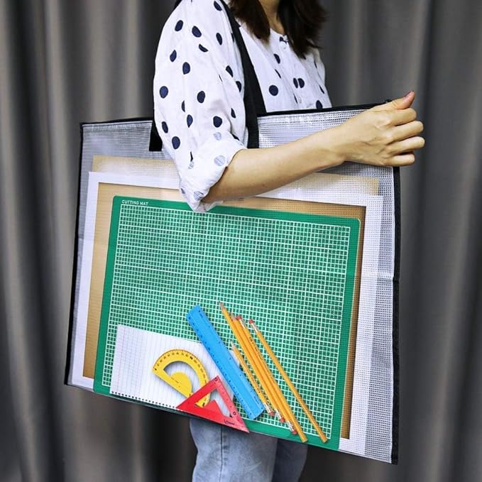 Opret 19x25 inch Art Portfolio Bags, Artwork Storage Case with Handle and Zipper Vinly Mesh Folder Organizers for Bulletin Boards, Scrapbooks, Keepsake and Poster Storage