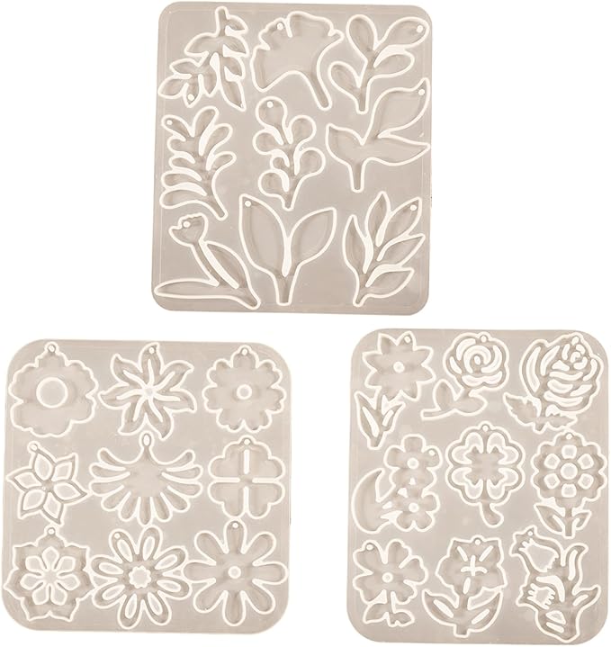 3 Pack Leaf/Flower/Tulip Pendant Earring Nacklace Resin Mold - Resin Casting Silicone Molds for Home Decor & Candle Making Wave Spiral Mold