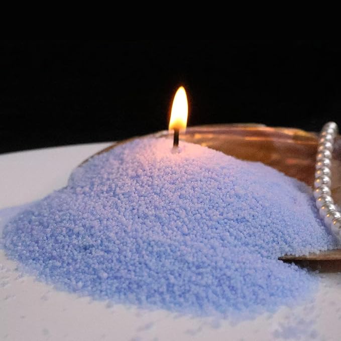 Aufien Candle Sand with Wicks, 21.4 Oz Pearled Candle, DIY Bead Powder Sand Wax Making kit Refillable Non Toxic for Handmade, Wedding and Halloween Christmas Decorations Light Blue Unscented